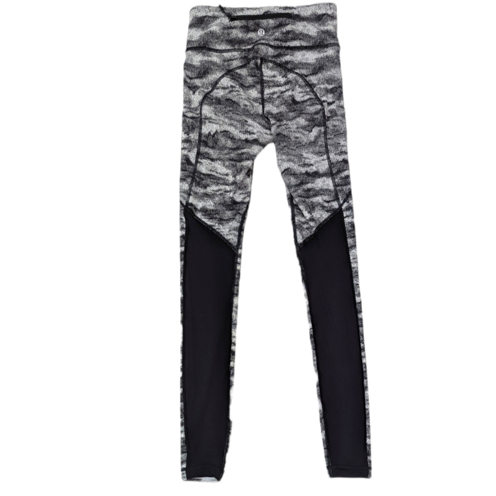 Lululemon Leggings Speed Tight Power Luxtreme Womens 2 Black White Full Length - Picture 3 of 14